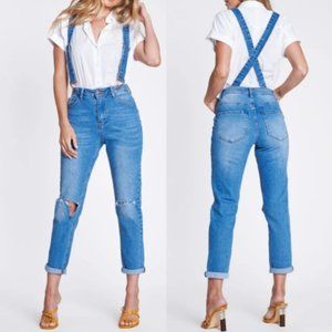 NWT Medium Wash Blue High Rise Distressed Ripped Women's Suspend HER Jeans